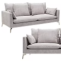 Gray Modern Two-Seater Sofa with Soft Cushions and Metal Legs Design