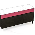 Modern Console Cabinet and Sideboard With Pink Top Panel Dark Doors And Black Legs