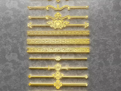Gold Decorative Strips Featuring Intricate Patterns And Ornate Designs For Decoration 3d model