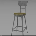 Modern Metal Bar Stool With Green Seat Cushion And Backrest