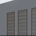 Four Modern Metal Swing Doors With Perforated Pattern For Interior Design 3d model