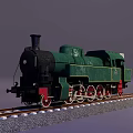 Detailed Vintage Green Steam Train Model with Red Wheels on Railway Track