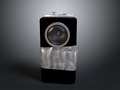 Portable Bluetooth Speaker With Round Speaker Black Body Silver Accent And Gold Knobs 3d model
