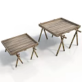 Wooden Folding Tables Set With Foldable Legs For Outdoor And Camping Use