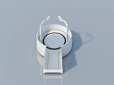 White Minimalist Swing Door With Circular Frame And Sleek Design Details 3d model