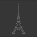 Eiffel Tower Model Featuring Lattice Structure Metallic Texture And Base Reflection 3d model