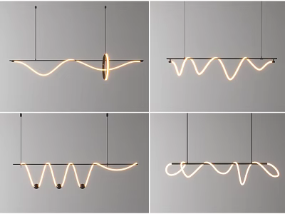 Modern Wave Shaped Pendant Light Design With Curved Lines And Warm Glow 3d model