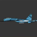 Blue Camouflage Fighter Jet 3D Model With Mounted Missiles And Detailed Design