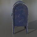 Public Facility Blue Metal Mailbox with Curved Top and Legs Design
