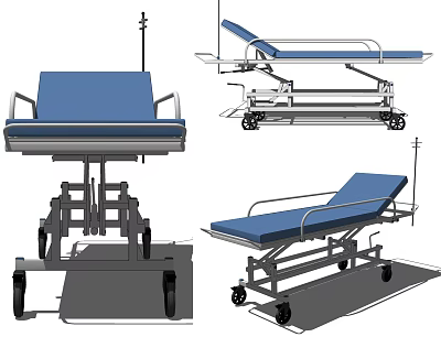 Adjustable Medical Stretchers And Mobile Beds With Ergonomic Design For Hospitals 3d model