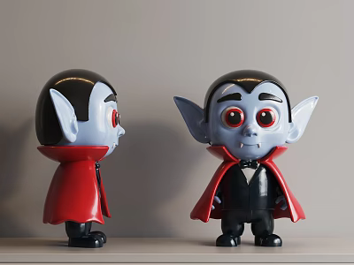Two Vampire Style Dolls With Red Capes Black Outfits And Red Eyes 3d model Two Vampire Style Dolls With Red Capes Black Outfits And Red Eyes 3d model