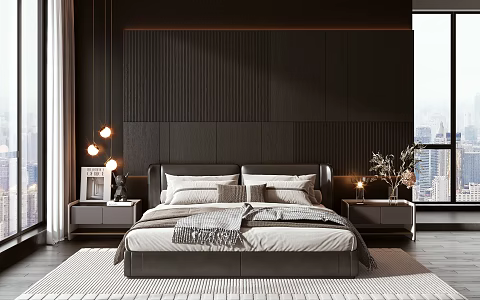 Modern Minotti Background Double Bed 3d model
