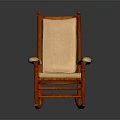 Cozy Wooden Rocking Chair With Beige Cushion Armrests And Rocking Base