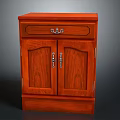 Solid Wood Storage Cabinet With Two Doors One Drawer And Metal Handles