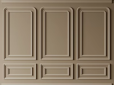 Elegant Light Brown Gypsum Molding Decorative Panel Design For Interior Wall 3d model