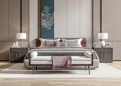 New Chinese Double Bed 3d model