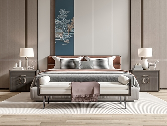 New Chinese Double Bed 3d model