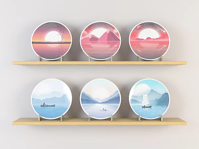 Modern Plate Home Decorative Ceramic Plate Beautiful Chen Pendant 3d model