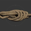Durable Household Brown Knotted Rope on Smooth Black Surface with Reflection