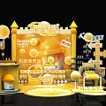 Promotional Exhibition Booth with Yellow Castle Design Top Stream Elite Award Drinks and Balloons