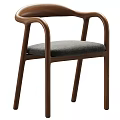 Modern Single Chair With Wooden Frame Curved Armrests And Light Padded Seat