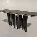 Sleek Modern Console Table With Black Smooth Top And Wooden Black Geometric Legs