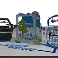 Junlebao Exhibition Booth Featuring Blue Truck and Fresh Dairy Products Promoting Healthy Lifestyle