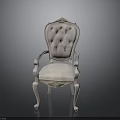 Elegant Classic Armchair with Tufted Backrest Carved Legs and Light Upholstered Seat
