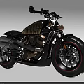 Black and Gold Shadow Chaser Motorcycle With Modern Stylish Design And Red Rimmed Tires