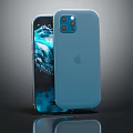 Apple Mobile Phones With Blue Back Triple Camera And Front Wave Pattern Screen