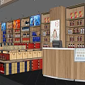 Well Stocked Tobacco And Alcohol Store Interior With Shelves And Checkout Counter