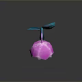 Artistic Origami Flower With Pink Petals Blue Leaf And Stem On Reflective Surface