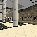 Luxurious Hotel Lobby Interior Design With Elegant Columns Front Desk and Seating Area 3d model