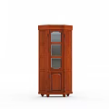 Classic Vintage Wooden Display Cabinet With Three Glass Doors And Drawers