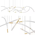 Unique Modern Curved Ceiling Lamp With Gold Accents And Metal Glass Hanging Design