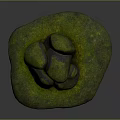 Natural Wood Base with Decorative Stone Pieces Covered in Green Moss