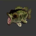 Green Spotted Aquatic Animal Fish With Big Eyes Open Mouth And Green Fins