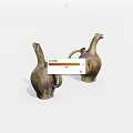 Artistic Ceramic Vessels With Bird Head Design And Glazed Brown Purple Finish