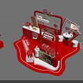Lotte Stick Promotion Booth With Red Theme Display Counter And Snack Items 3d model
