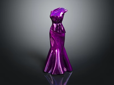 Shiny Purple Evening Gown With Metallic Fabric And Mermaid Silhouette 3d model