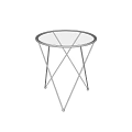Modern Round Side Table With Glass Top And Geometric Metal Legs Design