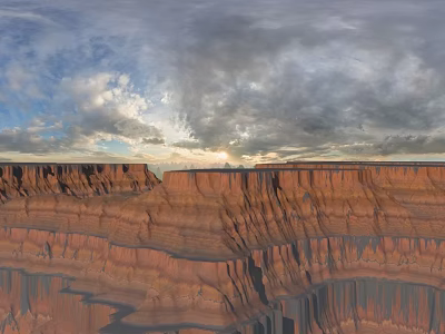 Layered Red Rock Canyon Landscape With Dramatic Sky And Clouds 3d model