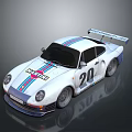 Classic White Racing Car With Martini Logo Number 20 And Rear Spoiler