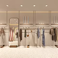 Modern Stylish Clothing Store Interior With Clothes Racks Mirror Shoes And Plants