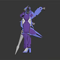 Blue And Purple Mecha Game Movie Character With Spear Weapon And Mechanical Armor Design