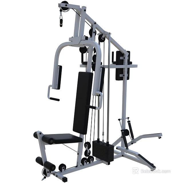 Multifunctional Home Gym Sports Equipment with Adjustable Seat and Cable System for Strength Training 3d model 