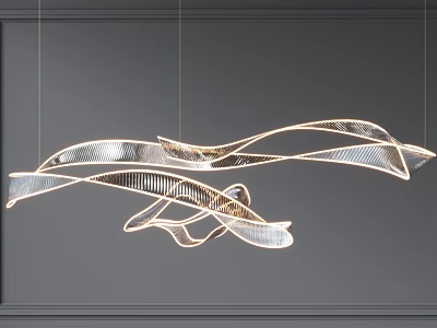 Modern Unique Chandelier with Sleek Curved Metallic Lines for Contemporary Interior Design 3d model