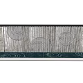 Feature Wall Design With Silver Metal Panels Circular Patterns Vertical Lines And Green Accent Trim 3d model