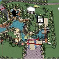 Scenic Urban Park Landscape With Lush Trees Green Pond Playground Pathways And Pavilion