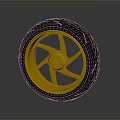 Motorcycle Wheel With Yellow Spoke Rim And Black Tire Modern Design